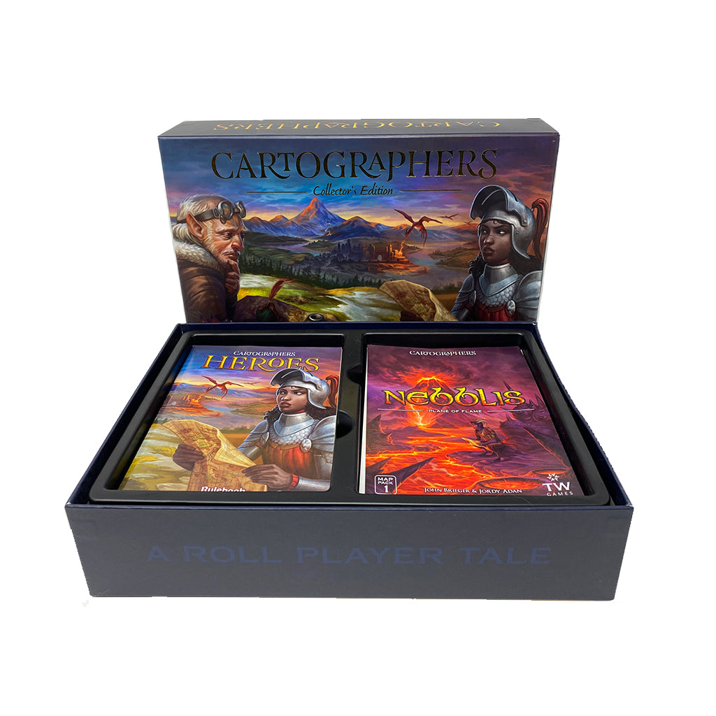 Plastic tray filled with components included in Cartographer Heroes collectors edition