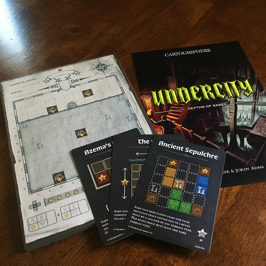 Cartographers Map Pack 3 components: 75 Map Sheets and three scoring cards