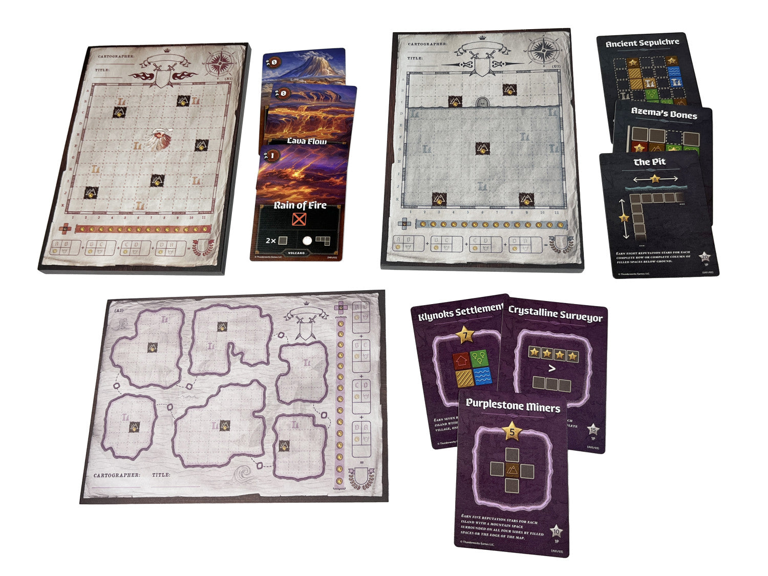 All components for Map Pack Collection laid out, including maps and cards