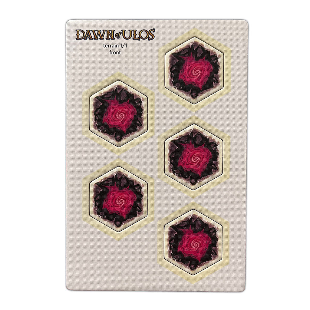 Punchboard with 5 rift tile tokens, unpunched