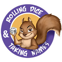 Logo for Rolling Dice & Taking Names board game podcast