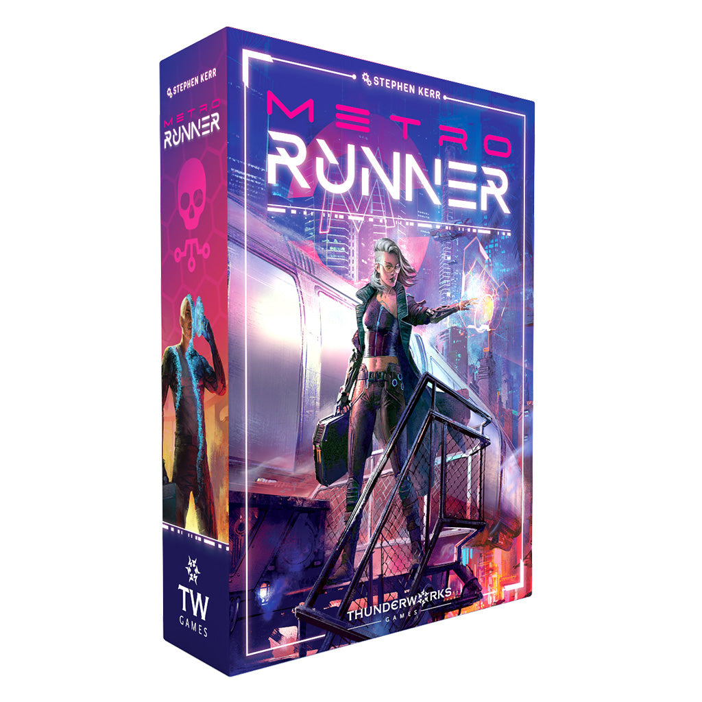 Render of box cover for Metrorunner board game