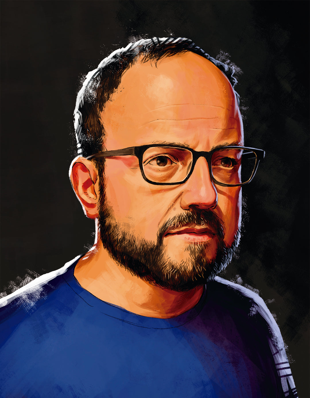 Illustrated portrait of Stephen Kerr