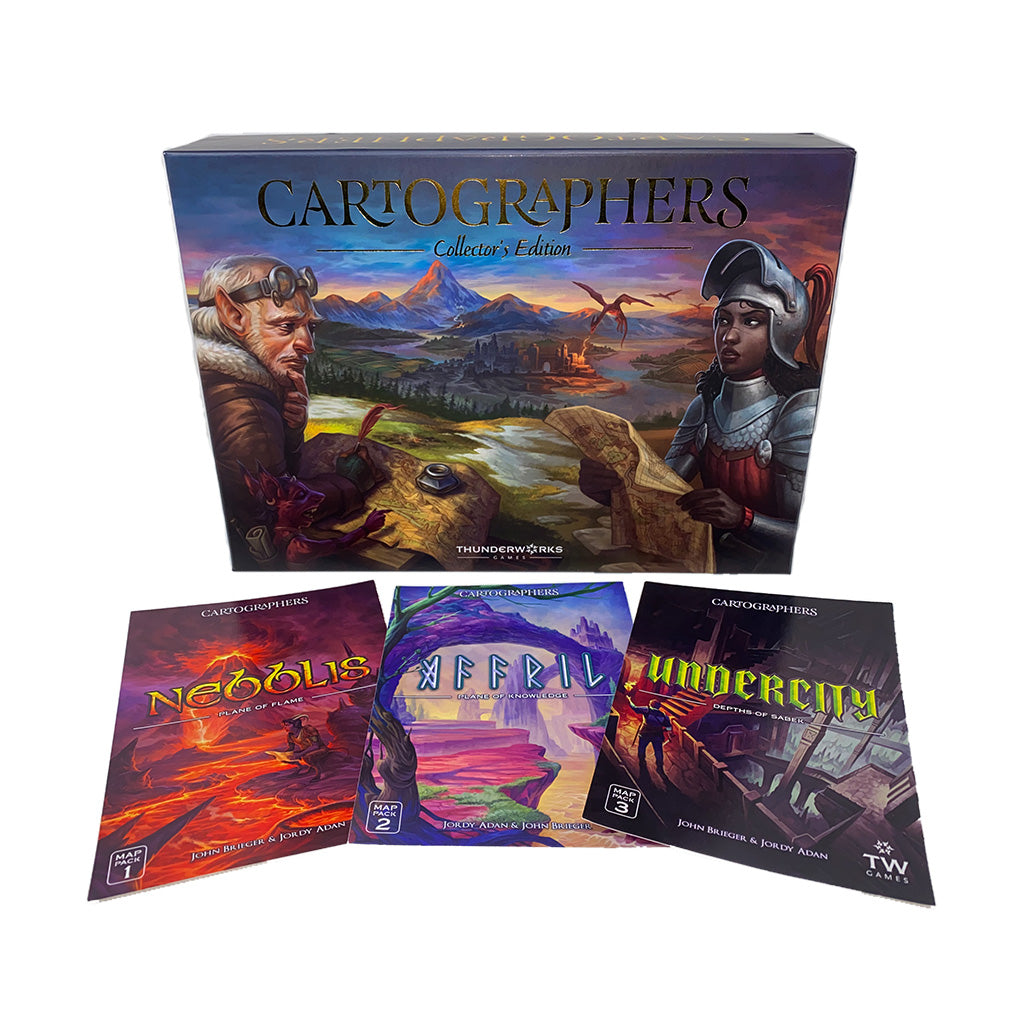 3 map packs (Nebblis, Affril, and Undercity) plus Collectors Edition box of Cartographers Heroes