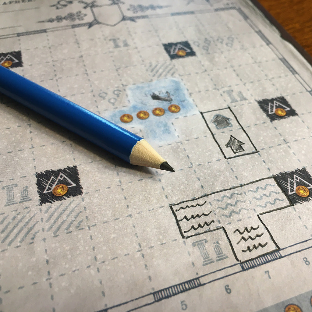 Drawing shapes on pre-scouted spaces in Cartographers Map Pack 4, Frozen Expanse