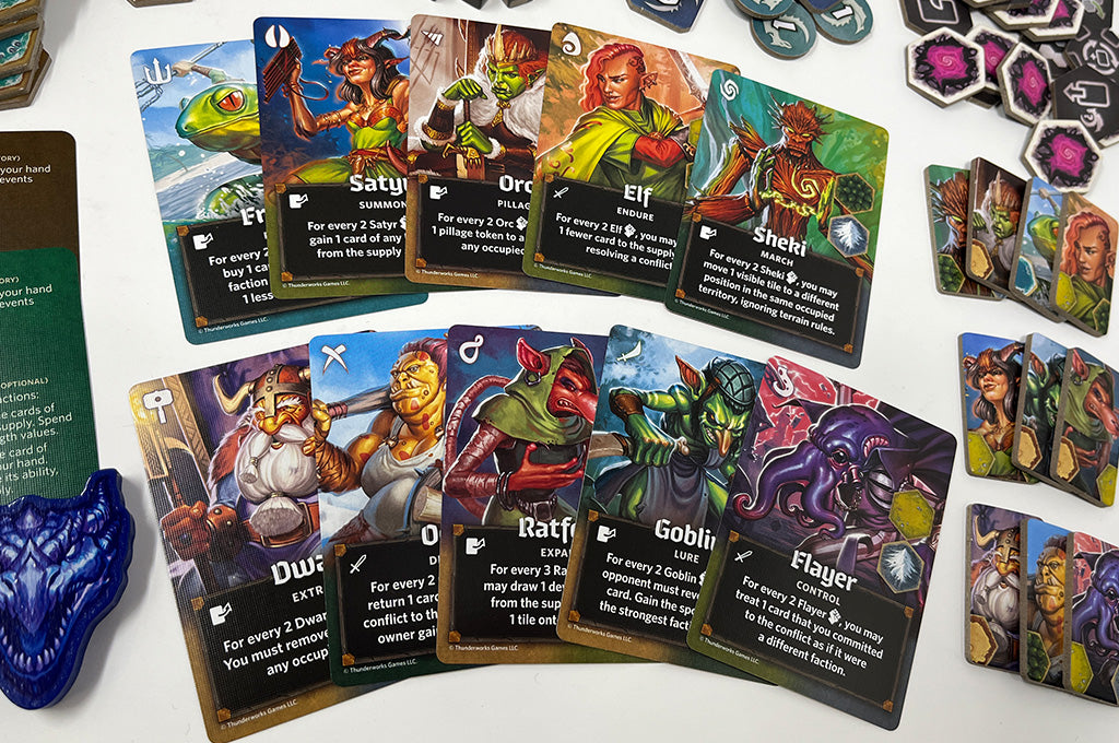 Dawn of Ulos faction cards in 10 fantasy races