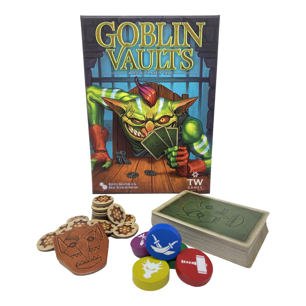 Goblin Vaults box and piles of components