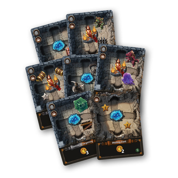 7 dungeon cards in Shrines & Fountains mini expansion for Stonespine Architects