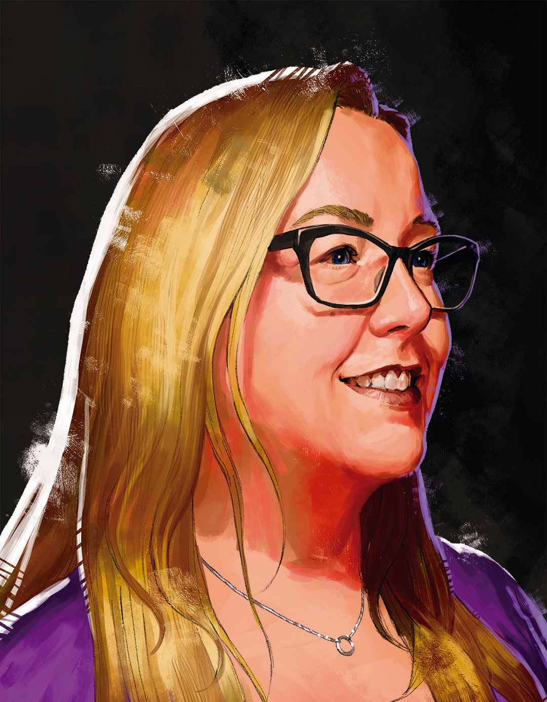 Illustrated portrait of Jess Carrier