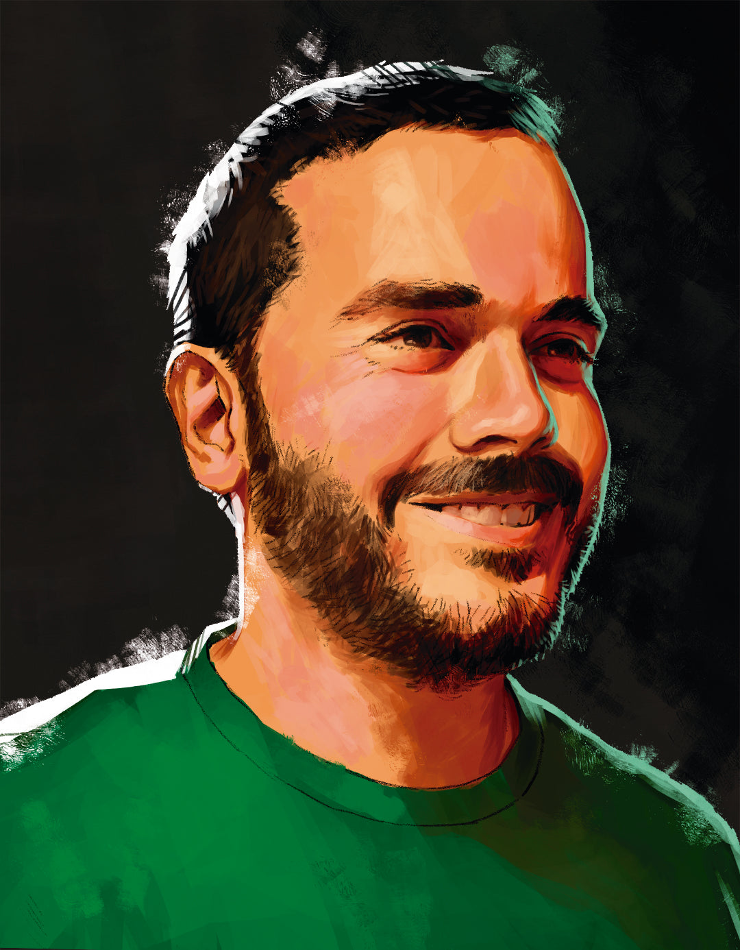 Illustrated portrait of Kirk Dennison