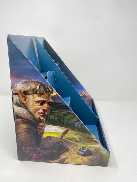 Right side view of the World of Ulos cardboard product stand.